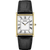 Seiko Mens Essential White Dial, Gold Bezel, Rectangle Case, Roman Numerals, Leather Strap (TFWUK)