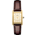 Seiko Ladies Essential Rectangle Champagne Dial, Brown Moc-Croc Leather Strap (FAMJW)