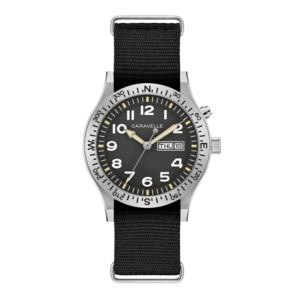 Mens Field Light Up Silver & Black Nylon Strap Watch Black Dial (G1ZN8)