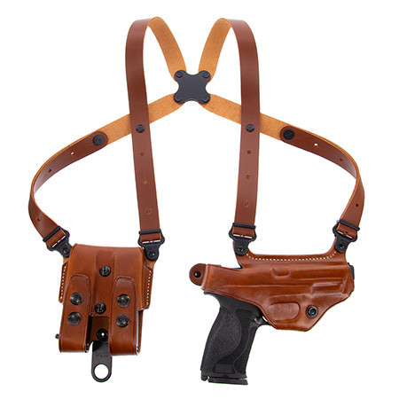 Galco MC224 Miami Classic Shoulder System Size Fits Chest Up To 56" Tan Leather Compatible w/Glock 19 Gen1-5/17 Gen1-5/22 Gen2-5 Right Hand                                                              (SJJ1X)