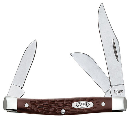 Case 00106 Stockman  Medium 2.42"/1.58"/1.57" Folding Clip/Sheepsfoot/Pen Plain As-Ground Tru-Sharp SS Blade/Brown Jigged Synthetic Handle                                                               (VRMB9)