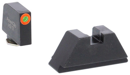 AmeriGlo GL511 Optic Compatible Sight Set for Glock  XL Tall Green Tritium Orange Outline Front Sight-Green Tritium Black Rear Sight (LU0Y3)