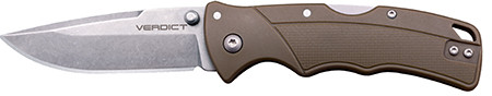 Cold Steel CSFLC3SPSSFDEZ Verdict  EDC 3" Tanto Plain Folding 4116 Krupp SS Blade Flat Dark Earth Textured, GFN Handle                                                                                   (VORXN)