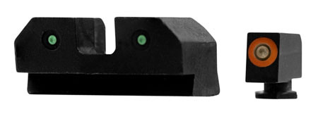 XS Sights GLR012P6N R3D  Night Sights fits Glock  Black | Green Tritium Orange Outline Front Sight Green Tritium  Rear Sight                                                                             (OGQRT)