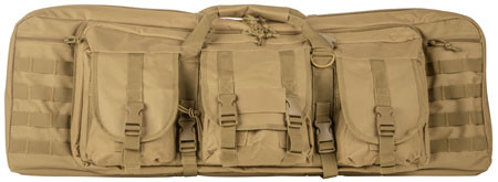 NcStar CVDC2946T36 VISM Double Carbine Case Tan PVC Nylon w/ Foam Padding Lockable Zippers Pockets & MOLLE Webbing (I3JU4)