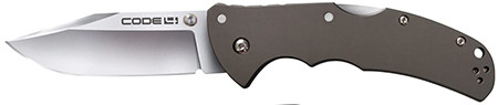 Cold Steel CS58PC Code 4  3.50" Folding Clip Point Plain Satin Polished S35VN SS Blade/Anodized Gun Metal Gray Aluminum Handle Includes Pocket Clip                                                      (XXLNI)