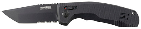 S.O.G SOG15380457 SOG-TAC Auto 3.43" Folding Tanto Part Serrated Black TiNi Cryo D2 Steel Blade Black Micro-Textured Anodized Aluminum Handle Includes Pocket Clip                                       (WA5VR)
