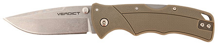 Cold Steel CSFLC3SPSSFDEZ Verdict  3" Folding Spear Point Plain Stonewashed 4116 SS Blade/Brown GFN Handle Includes Belt Clip                                                                            (SFOM0)