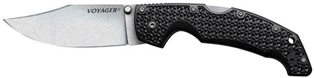 Cold Steel CS29AC Voyager  Large 4" Folding Clip Point Plain AUS-10A SS Blade Black Griv-Ex w/Aluminum Liners Handle Includes Pocket Clip                                                                (KPPT0)