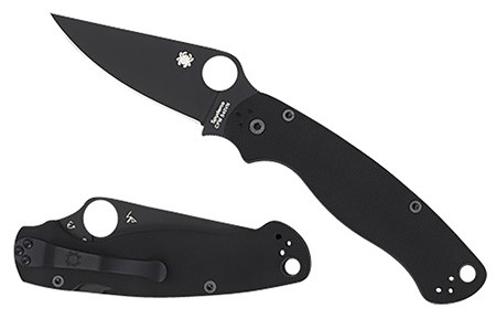 Spyderco C81GPBK2 Para Military 2  3.42" Folding Plain Black DLC CPM S45VN SS Blade/Black Textured G10 Handle Includes Pocket Clip                                                                       (8WL2G)