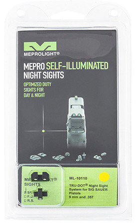 Meprolight USA 101103201 Tru-Dot  Green Tritium White Outline Front Sight-Yellow Tritium White Outline Rear Sight Sig Sauer P-Series P226/P320 (CUA7Z)