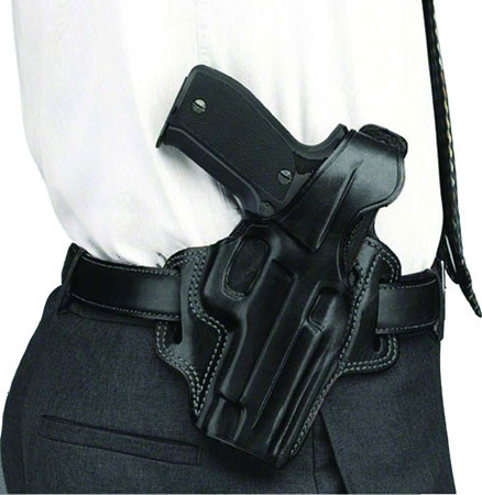 Galco FL226B Fletch  OWB Black Leather Belt Slide Compatible w/Glock 19 Gen1-5/19X/23 Gen2-5/32/45 Belt Up to 1.75" Wide Right Hand                                                                      (0H92V)