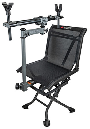 Bog-Pod 1100475 ChairPod  Chair with Rotating Gun Mount, 4 Legs, Black, Aluminum Frame, 41" Max Height                                                                                                   (2JL9H)