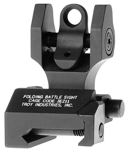Troy Ind SSIGFBSROBT00 Rear Folding BattleSight Round  Black Hardcoat Anodized for AR-15 (BHSM0)