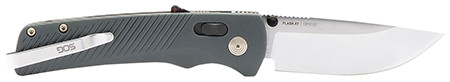 S.O.G SOG11181141 Flash AT EDC 3.45" Folding Plain Satin Cryo D2 Steel Blade, Urban Grey GRN Handle, Peg Box Pkg                                                                                         (MPKPQ)