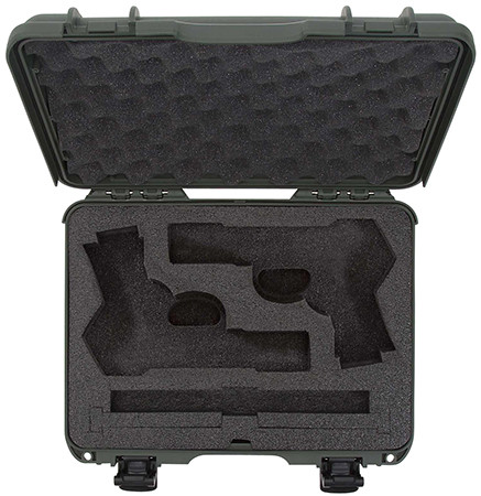 Nanuk 910CLASG6 910 Classic 2 Up Pistol Case Olive Polymer w/ Latches & Closed-Cell Foam Padding 13.20" L x 9.20" W x 4.10 " H Interior Dimensions                                                       (8ZOO9)