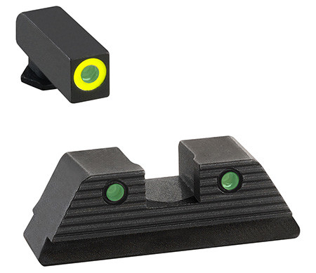 AmeriGlo GL819 Trooper Sight Set for Glock  Green Tritium LumiGreen Outline Front Sight-Green Tritium Black Outline Rear Sight (LOLC8)