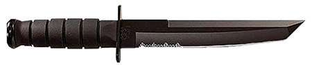 Ka-Bar 1245 Tanto  8" Fixed Tanto Part Serrated Black 1095 Cro-Van Blade, Black Kraton G Handle, Includes Sheath                                                                                         (T2DN7)