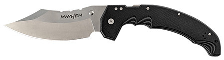 Cold Steel CSFL60DPLM Mayhem  6" Folding Clip Point Modified Cleaver Plain Satin AUS-10A SS Blade/7.20" Black Contoured G10 Handle Includes Pocket Clip                                                  (XC4L1)