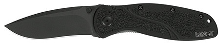 Kershaw 1670BLK Blur  3.40" Folding Drop Point w/Recurve Plain Black DLC 14C28N Steel Blade Black Anodized Aluminum Handle Includes Pocket Clip                                                          (57E8E)