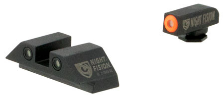 Night Fision GLK001003OGW Tritium Night Sights For Glock  Green Tritium Orange Outline Front Sight- Green Tritium White Outline Rear Sight Glock 17/17L/19/22                                            (F4N24)