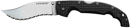 Cold Steel CS29AXVS Voyager XL 5.50 Folding Vaquero Serrated AUS10A SS Blade Black GrivEx wAluminum Liners Handle Includes Pocket Clip (8PBXA)