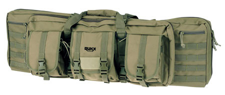 Rukx Gear ATICT36DGG Tactical Double Gun Case 36" Water Resistant Green 600D Polyester w/ Non-Rust Zippers Reinforced Velcro & Adjustable Back Straps                                                    (585Z4)