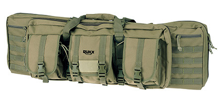 Rukx Gear ATICT42DGG Tactical Double Gun Case 42" Water Resistant Green 600D Polyester w/ Non-Rust Zippers Reinforced Velcro & Adjustable Back Straps                                                    (4LT9P)
