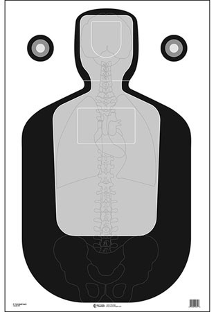 Action Target FTQ19ANTAV2100 Qualification  Silhouette/Vitals Paper Hanging 23" x 35" Black/Gray 100 Per Box                                                                                             (XECRD)