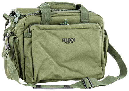 Rukx Gear ATICTRBG Tactical Range Bag  Water Resistant Green 600D Polyester with Hidden Handgun Pocket, Mag & Ammo Storage, Non-Rust Zippers & Carry Handle 16" x 7.50" x 10.50" Interior Dimensions     (60B0V)
