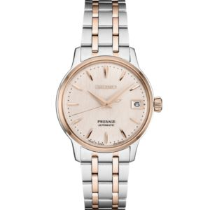 Seiko Ladies Presage, 2-Tone Ss/Rose Gold, Rose Textured Dial, Rose Bezel (N3UMS)