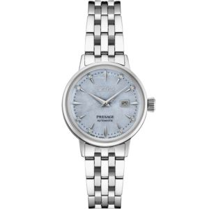 Seiko Presage Ss Automatic Light Blue Textured Dial W/ Diamond Markers, Ss Bracelet (EBSNA)