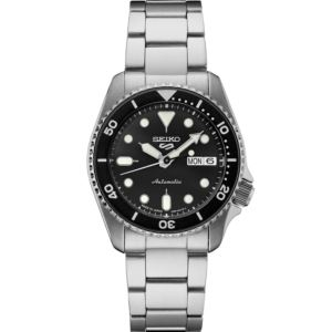 Seiko 5 Sports Ss Automatic Black Dial, Medium Size, Black Bezel, Ss Bracelet (NAX0Q)
