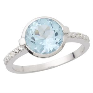 Blue Topaz & Diamond Ring (KZT8E)