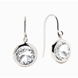 Round White Topaz Earrings (LIHFH)