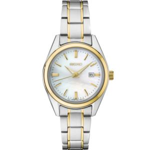 Seiko Ladies Essentials Watch, Ss, 2-Tone Silver/Gold, Mother Of Pearl Dial (86GIR)