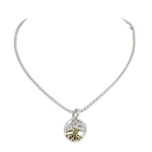 Tree Of Life Pendant With Chain, Clear Pave Cz. Pendant: 3/4" W X 1¼" L. Chain Length: 16"-18" Adju (WOPLS)