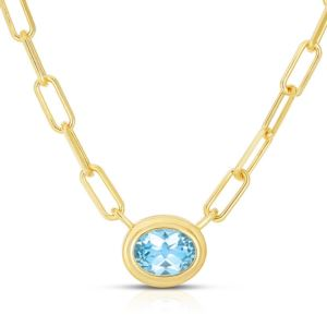 Oval Blue Topaz Necklace (XFMQO)