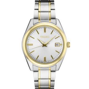 Seiko Men's Essentials Watch, Ss, 2-Tone Gold/Silver, Pearized White Dial (2UCNK)