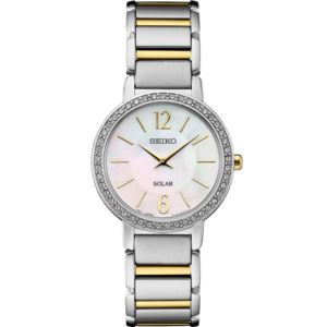 Seiko Crystals Tt Solar Mother Of Pearl Dial, Gold/Silver Bracelet, Medium Size (VN89Y)