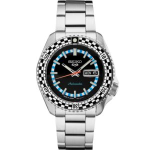 Seiko 5 Sports Ss Automatic Black Dial Se, Racing Inspired, Red Sweep, Ss Bracelet (QVRFS)