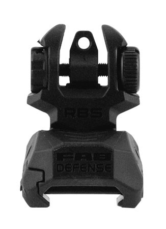 FAB Defense FXRBS Rear Back-Up Sight  for AR-15/ M16/ M4 Dual Aperture Low Folded Profile Spring-Locked Deployment Black Polymer & Metal                                                                 (518L8)