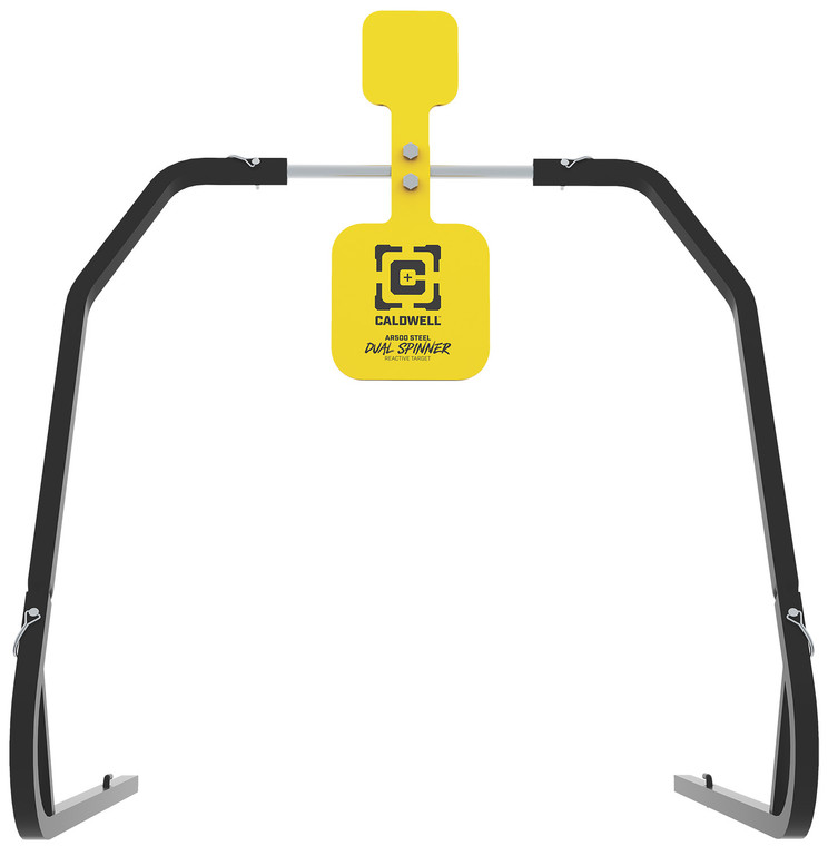 Caldwell 1196226 Daul Spinner  Yellow AR500 Steel 3/8" Thick Standing Target Includes 5" & 8" Plates                                                                                                     (DDZG1)
