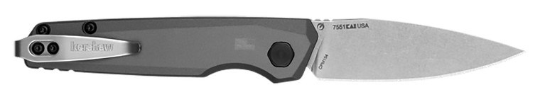 Kershaw 7551 Launch 18 Automatic 2.79" Folding Spear Point Plain Stonewashed CPM 154 SS Blade, Gray Anodized w/Black Oxide Hardware Aluminum Handle, Includes Pocket Clip                                (8600F)