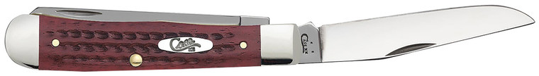 Case 00783 Trapper  Medium 3.25"/3.27" Folding Clip Point/Spey Plain Mirror Polished Tru-Sharp SS Blade Corn Cob Jigged Old Red Bone Handle                                                              (8RGJR)