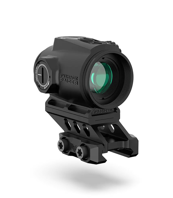 Swampfox Optics RMPS120RB Raider Micro Prism Black 1x 20mm Tube 6 MOA Green Dot Reticle Red Laser                                                                                                        (E3H38)