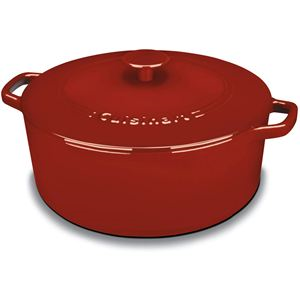 Chefs Classic Enameled Cast Iron 7 Qt. Round Covered Casserole In Cardinal Red (X4EXU)