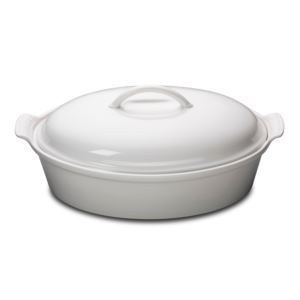 4Qt Heritage Stoneware Covered Oval Casserole White (PLJVY)