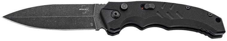 Boker 01BO796 Intention II  3.35" Folding Dagger Plain D2 Steel Blade Black G10 Handle                                                                                                                   (6UY3Z)
