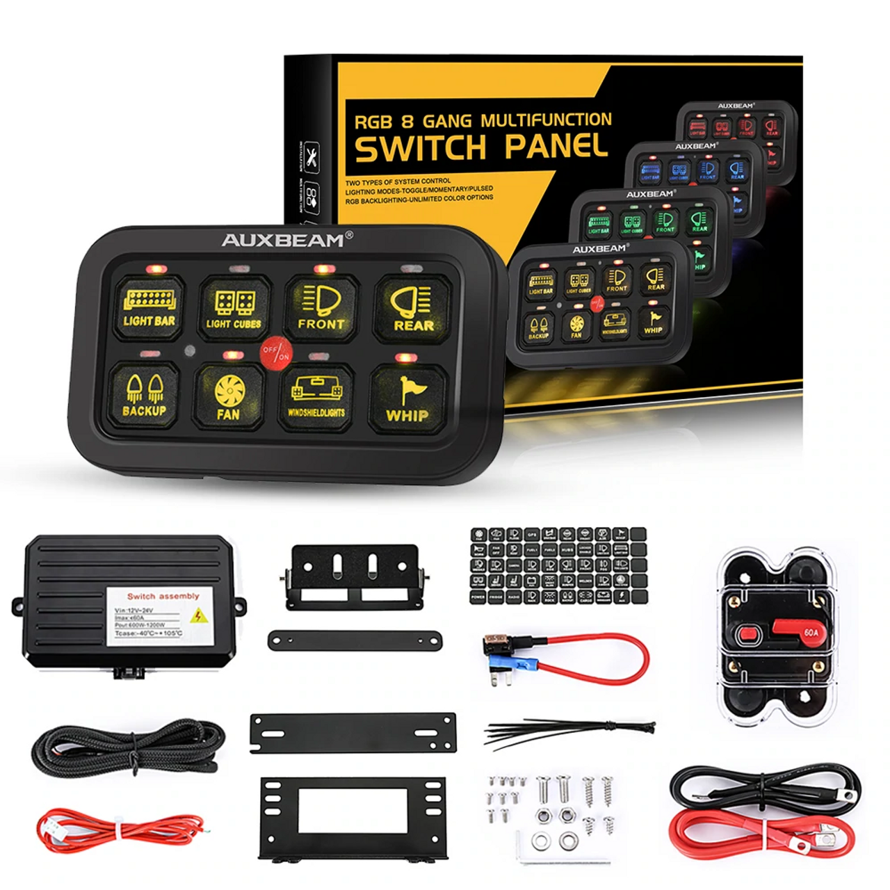 Auxbeam 8 Switch Multifunction RGB Switch Panel with Bluetooth Control  (AR-800)